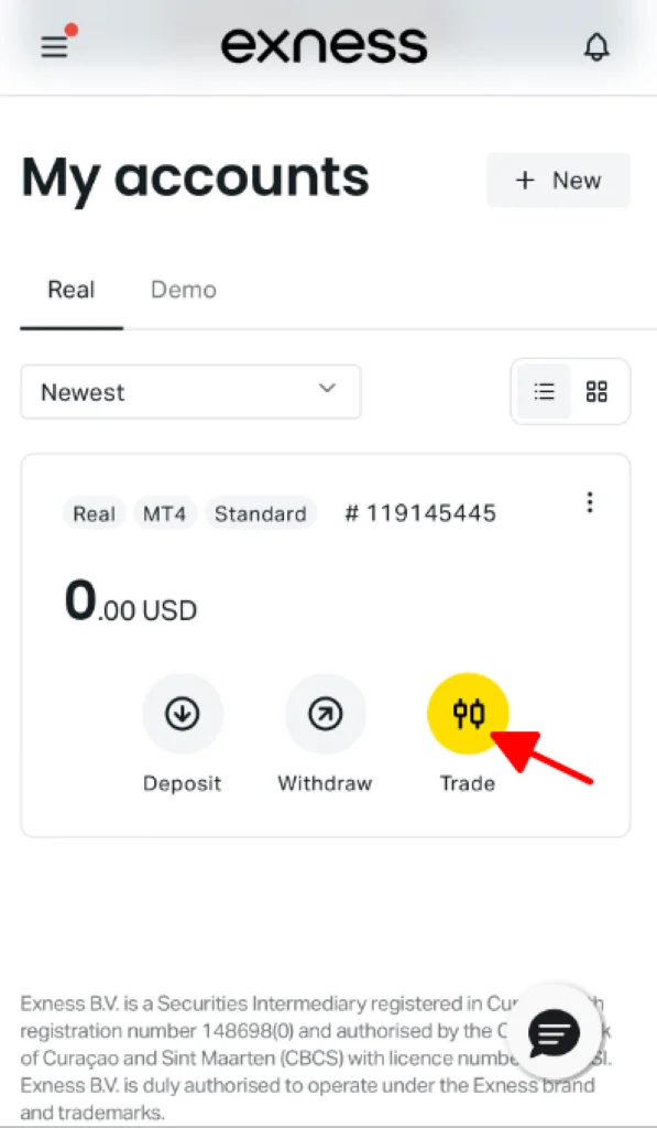 Creating Exness Demo Account on the Mobile App